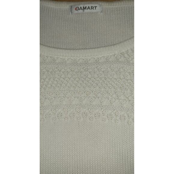 Damart Sweater Women's 22-24 White Color Crochet Detail on Front and Sleeves - Picture 5 of 7
